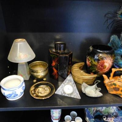 Collection of Colorful Asian Trinkets, Shelf Sitters, Etc