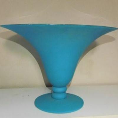 Oversize Painted Glass Footed Vase 15