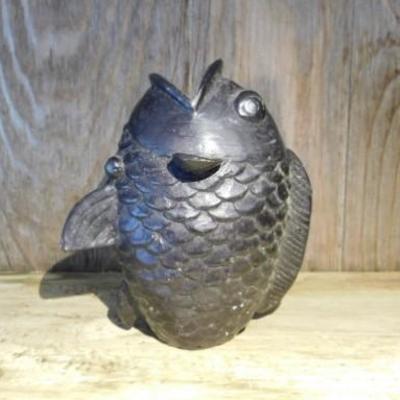 Heavy Cast Iron Coy Fish Vase 5