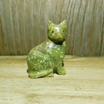Carved Jadette Cat Figurine 2.5