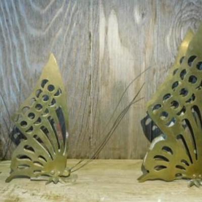Set of Three Various Size Brass Butterfiles
