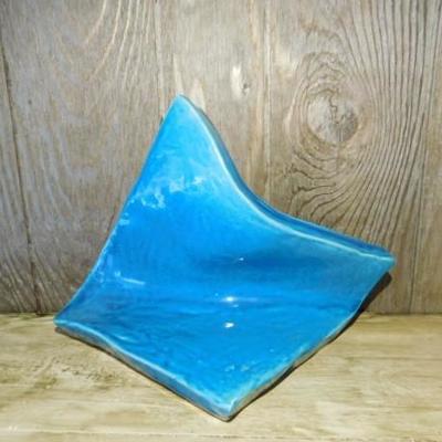 Large Free Form Post Modern Rich Blue Vase 12