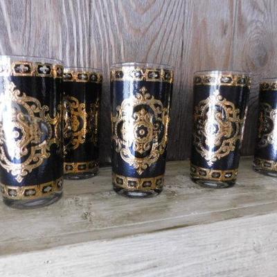 Set of 8 Asian Design Painted Drinking Glasses