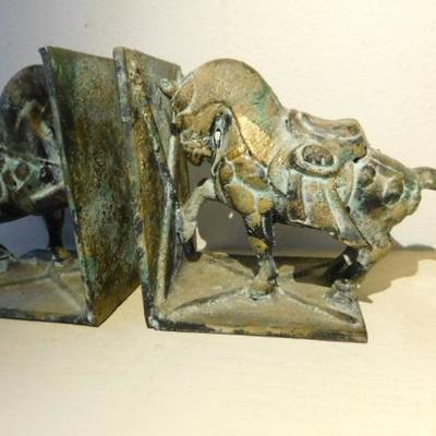 Vintage Toyo Armored Warrior Horse Metal Bookends 5