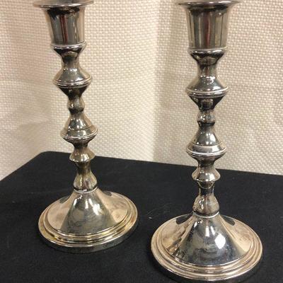 Silver plate candlestick pair