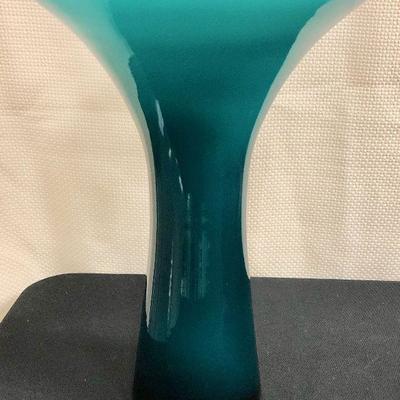 Green Fluted overlay glass vase