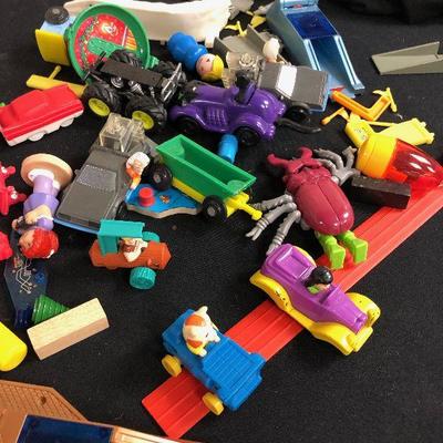 lot of vintage plastic toys and cars 
