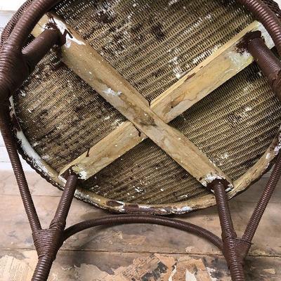 Circa 1930 Antique wicker table brown paint