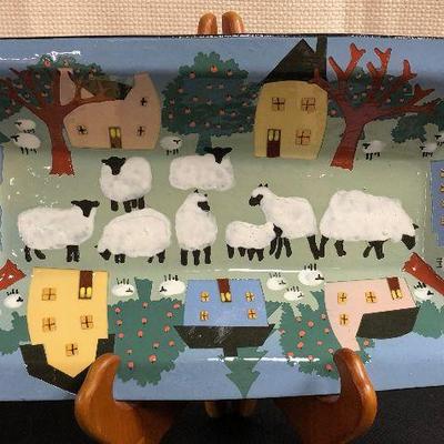 Sheep on the street dish, by Vaughan Smith -original
