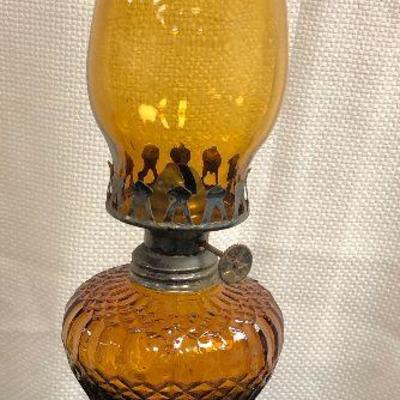 Amber Glass Hurricane Lamp 
