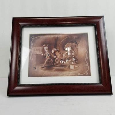 Framed Toy Story 2 Print - Woody, Jessie, Bullseye Sepia
