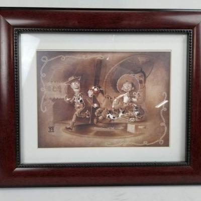Framed Toy Story 2 Print - Woody, Jessie, Bullseye Sepia