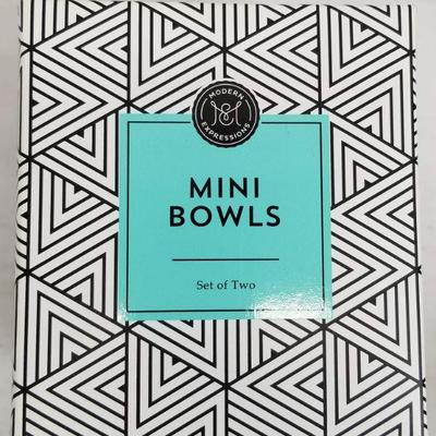 Decorative Dishes: 2 Set of Mini Bowls + Silver Leaf - New