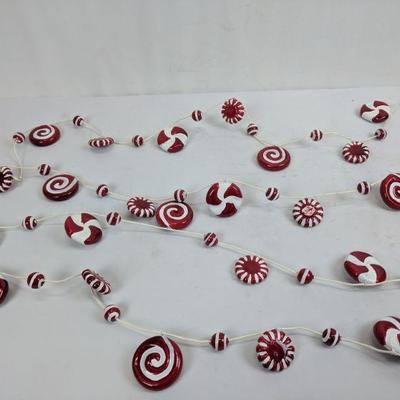 4 Candy Strands Decor, Red & White Peppermints, Christmas Garland, Qty 4