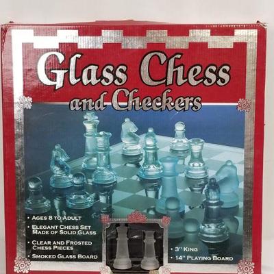 Glass Chess & Checkers Set - Complete