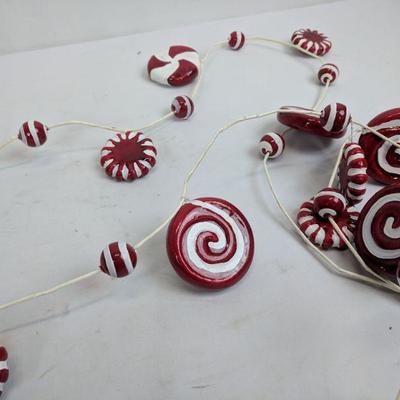 4 Candy Strands Decor, Red & White Peppermints, Christmas Garland, Qty 4