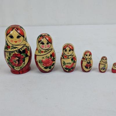 Russian Nesting Doll and Pin with Figures Like Nesting Doll