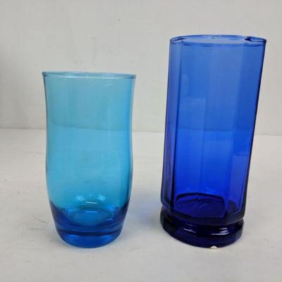 Blue Glasses & Storage, 3 Small Blue Glasses, 8 Large Blue Glasses