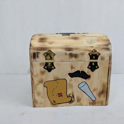 Wooden Treasure Chest, Hand Painted 