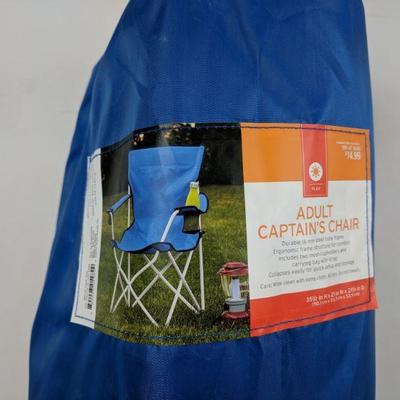 Blue Adult Captain's Chair, Camping Chair - New