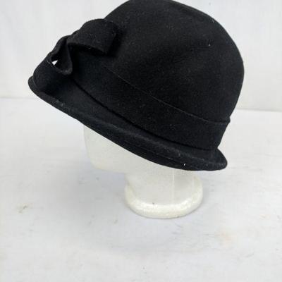 Black Wool Jockey Hat, 100% Wool, Kate Landry