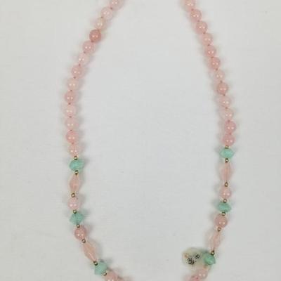 Rose Quartz Sterling Silver Beaded Necklace