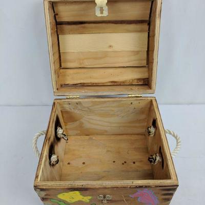 Wooden Treasure Chest, Hand Painted 