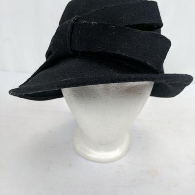 Black Wool Jockey Hat, 100% Wool, Kate Landry