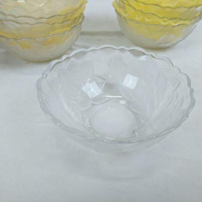 9 Clear Crystal Dessert Bowl with Roses, 2 Containers/Storage to Hold Bowls