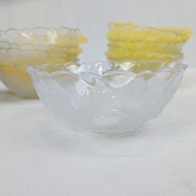 9 Clear Crystal Dessert Bowl with Roses, 2 Containers/Storage to Hold Bowls