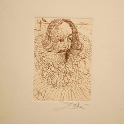 Salvador Dali Salvador Dali, Cervantes, Circa 1968, Original Restrike etching