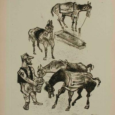 William Gropper, Feeding the Horses, 1965