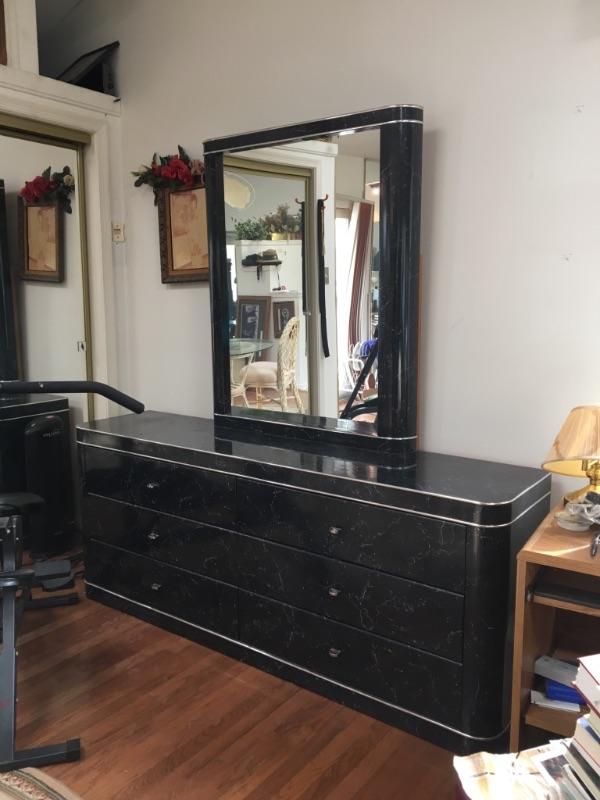 Modern Black Dresser Large Mirror Estatesales Org