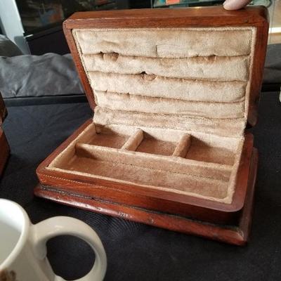 Vintage Wood brief Case, Jewelry box & Mug