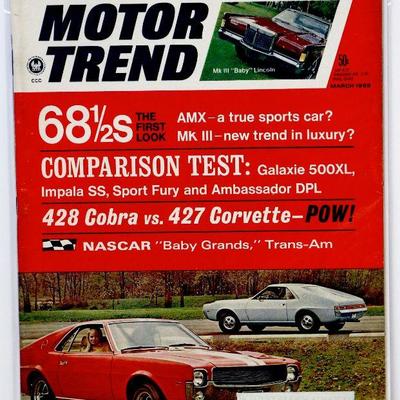 MOTOR TREND Vintage MAGAZINE - JMarch 1968