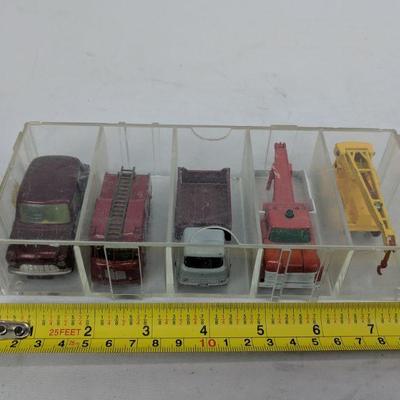 5 Vintage Diecast Cars with Case - Lesney/Matchbox 1960's Low #'s