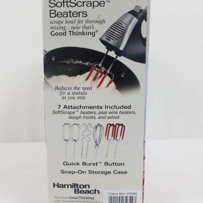 Hamilton Beach Soft Scrape Hand Mixer includes 7 attachments - Open Box