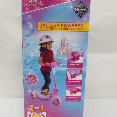 Huffy Battery Powered Scooter with Bubbles, Disney Princess - New