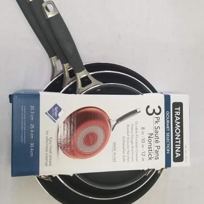 Tramontina Gourmet Selection 3pk Saute Pans - Nonstick, 8in, 10in, 12in - New