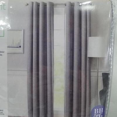 BH&G 84 Inch Curtain Panels, Gray Basketweave, Lined, 2 Panels - New