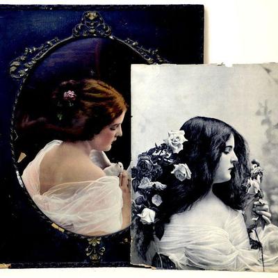 c.1902 Victorian Portrait Prints by ULLMAN New York in Antique Frame A-025