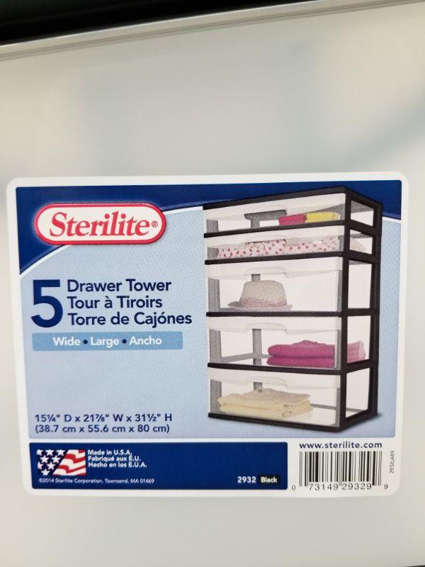 Sterilite 5 Drawer Tower, Black
