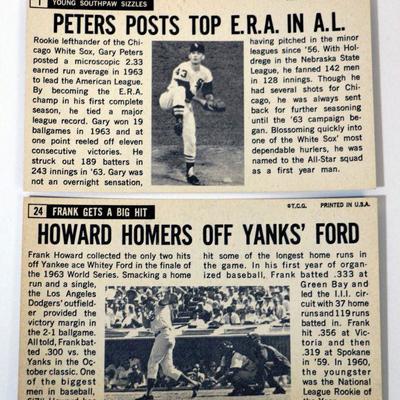 1964 Topps Giants Baseball Cards #1 #24 Gary Peters Frank Howard