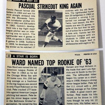 1964 Topps Giants Baseball Cards #32 #33 Camilo Pascual Pete Ward