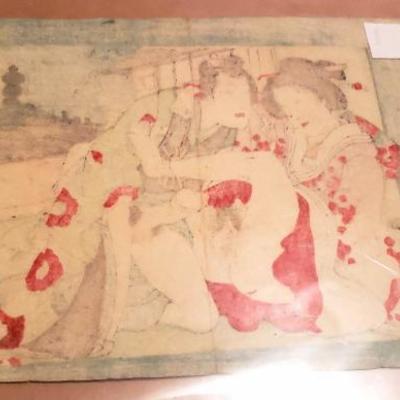 Antique Original Engawa 2 Japanese Shunga Erotic Print