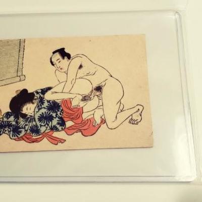 Antique Original Woodblock Erotic Shunga Print. Summertime