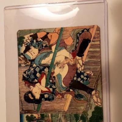 Antique Japanese erotic Shunga woodblock print best place for sweet meetings