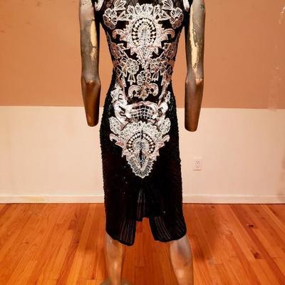 Flapper Vtg Layering silk heavily beaded evening coutur dress 