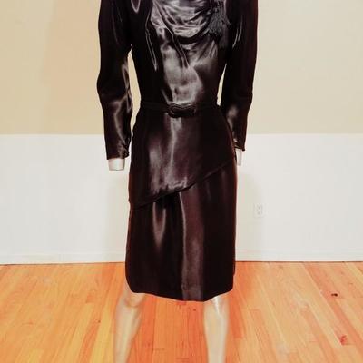 VTG  1920's Satin Evening dress draped amazing details,cut and Tassels