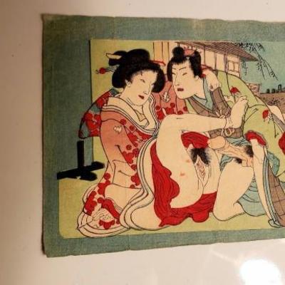 Antique Original Engawa 2 Japanese Shunga Erotic Print